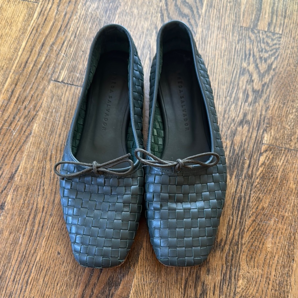 Freda Salvador Jada Ballet Women's Woven Leather Flats - green